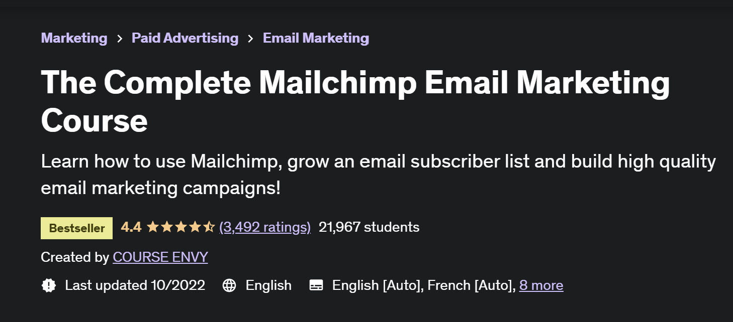The complete mail chimp email marketing course