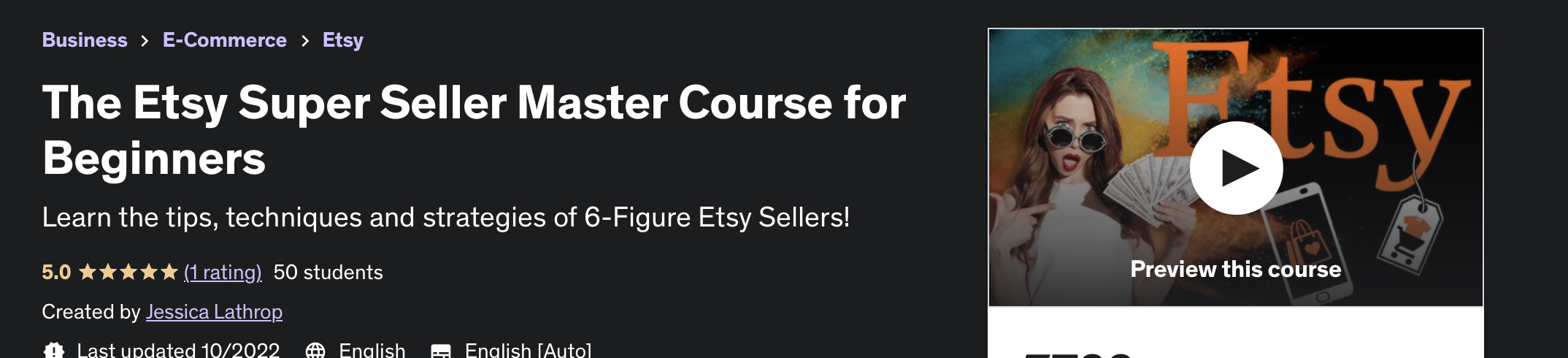 The Etsy Super Seller Master Course For Beginners