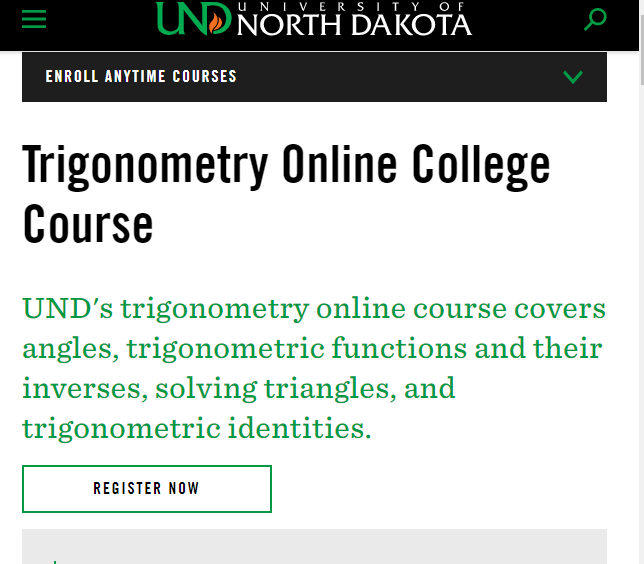 Trigonometry Online College Course
