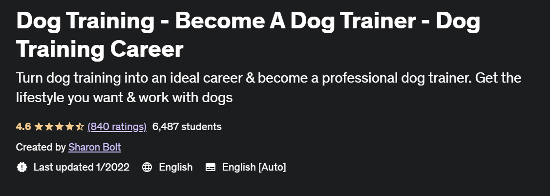 Udemy Become a Dog Trainer