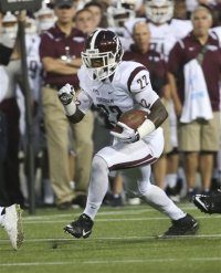 Fordham running back Chase Edmonds (22) runs the ball during the first half of an NCAA college football game against Army on Friday, Sept. 4, 2015, in West Point, N.Y. (AP Photo/Mike Groll)