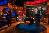 First Lady Michelle Obama participates in an interview with Stephen Colbert during a taping of ÒThe Colbert Report,Ó at the Colbert Report Studio in New York, N.Y., April 11, 2012. (Official White House Photo by Lawrence Jackson)

This official White House photograph is being made available only for publication by news organizations and/or for personal use printing by the subject(s) of the photograph. The photograph may not be manipulated in any way and may not be used in commercial or political materials, advertisements, emails, products, promotions that in any way suggests approval or endorsement of the President, the First Family, or the White House.