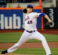 Jacob deGrom delivers a pitch against the Orioles.