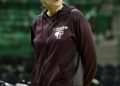 Fordham coach Stephanie Gaitley instructs her team during practice for the NCAA women's college basketball tournament, Friday, March 21, 2014, in Waco, Texas. Fordham plays against California in a first-round game on Saturday. (AP Photo/Tony Gutierrez) (AP Photo/Tony Gutierrez)