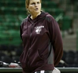 Fordham coach Stephanie Gaitley instructs her team during practice for the NCAA women's college basketball tournament, Friday, March 21, 2014, in Waco, Texas. Fordham plays against California in a first-round game on Saturday. (AP Photo/Tony Gutierrez) (AP Photo/Tony Gutierrez)