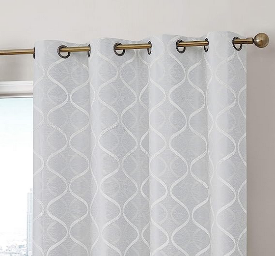 HLC.ME Versailles Lattice Flocked Blackout Thermal Insulated Window Soundproof Curtain