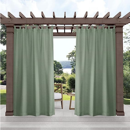 Exclusive Home Cabana Solid Indoor/Outdoor Light Filtering Hook-and-Loop Tab Top Curtain
