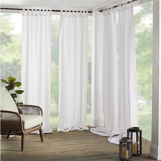Elrene Home Fashions Matine Solid Tab-Top Indoor/Outdoor Curtain