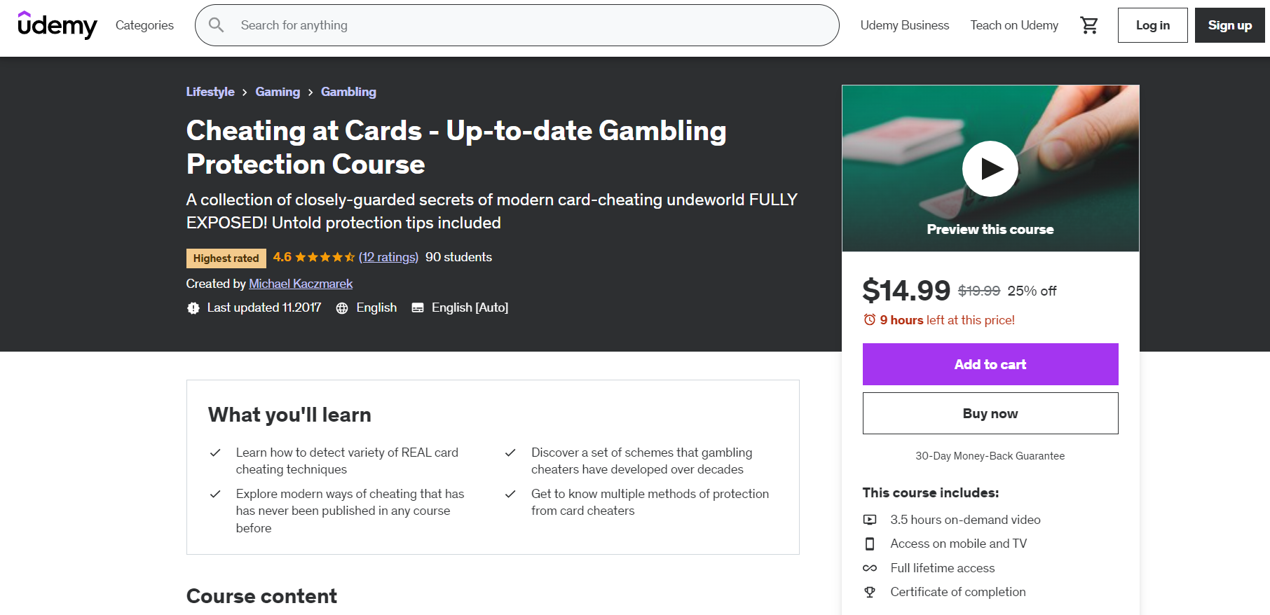 Cheating at Cards - Up-to-date Gambling Protection Course